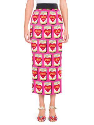 Dolce & Gabbana Amore Can-print Pencil Skirt