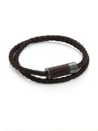 Tateossian Sterling Silver & Leather Montecarl Bracelet