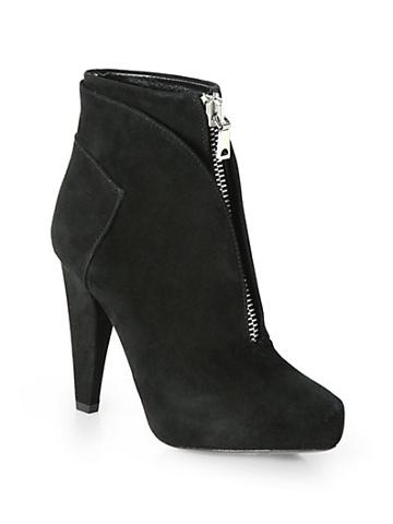 Proenza Schouler Front Zip Suede Platform Ankle Boots