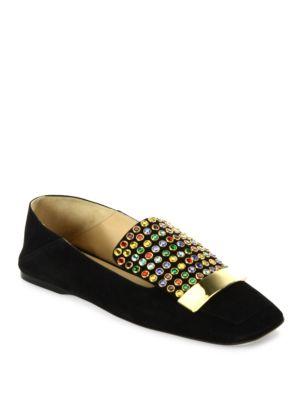 Sergio Rossi Sr1 Jeweled Suede Slippers