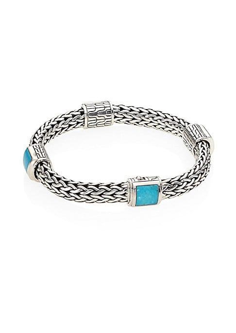 John Hardy Classic Chain Turquoise & Sterling Silver Four-station Bracelet