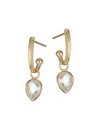 Anzie Classique 14k Yellow Gold White Topaz Pear Charm Earrings