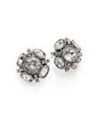 Oscar De La Renta Classic Crystal Button Earrings