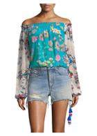 Rococo Sand Off-the-shoulder Floral-print Top
