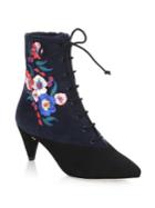 Tory Burch Cassidy Lace-up Embroidered Booties