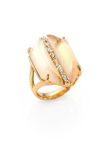 Alexis Bittar Mother-of-pearl Doublet & Crystal Cocktail Ring