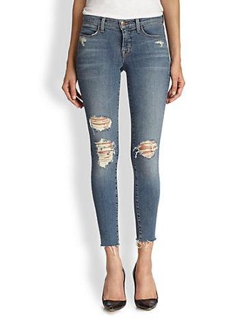 J Brand Distressed Cropped Skinny Jeans