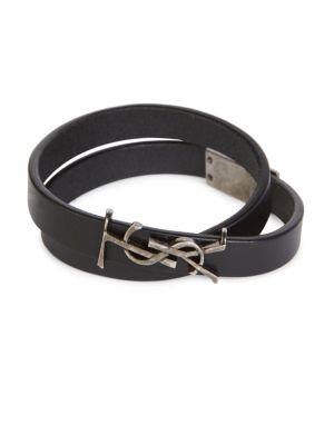 Saint Laurent Ysl Wrap Leather Bracelet