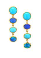 Gurhan Amulet Hue 24k Gold, Turquoise & Opal Long Drop Earrings