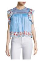 Amur Claire Ruffle Embroidery Top