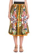 Dolce & Gabbana Cotton Poplin Tile Print Skirt