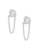 Michael Kors Brilliance Crystal & Chain Front Back Stud Earrings/silvertone