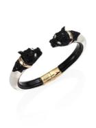 Alexis Bittar Lucite & Crystal-encrusted Panther Bangle Bracelet