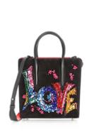Christian Louboutin Paloma Suede Embroidered Love Shoulder Bag