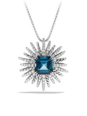 David Yurman Starburst Necklace With Diamonds And Hampton Blue Topaz