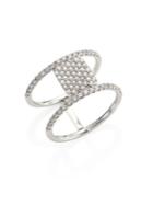 Meira T Pave Diamond & 14k White Gold Double-band Ring