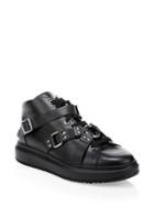 Moschino Buckle High-top Leather Sneakers