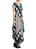 Diane Von Furstenberg Printed Asymmetric Silk Scarf Dress