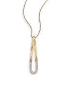 John Hardy Bamboo Diamond & 18k Yellow Gold Hoop Pendant Necklace