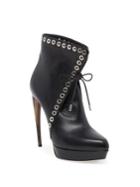 Alexander Mcqueen Curved Heel Studded Leather Lace-up Booties