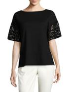 Lafayette 148 New York Lace Sleeve Top