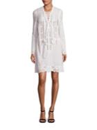 Yigal Azrouel Embroidered Cotton Lace-up Dress