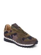 Valentino Camo Studded Suede Sneakers