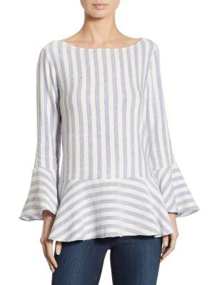 Alice + Olivia Doyle Striped Bell Sleeve Top
