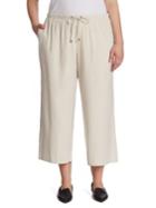 Eileen Fisher, Plus Size Silk Noil Wide Cropped Pants