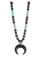 Nest Malachite, Turquoise, Lapis & Horn Long Pendant Necklace