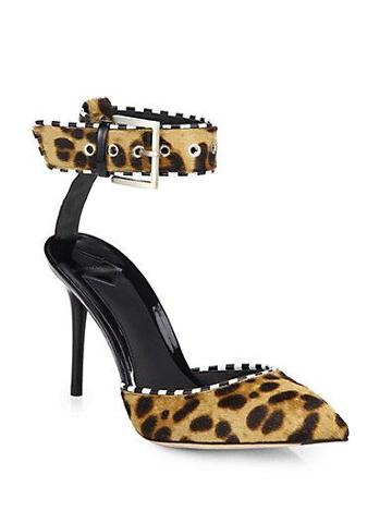 B Brian Atwood Leopard-print Calf Hair Ankle-strap Pumps
