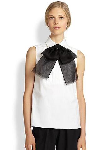 Michael Kors Cotton Poplin Bow Blouse