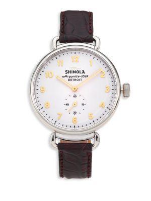 Shinola Runwell Oxblood Alligator Strap Watch