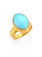 Gurhan Amulet Hue Turquoise & 24k Yellow Gold Oval Ring