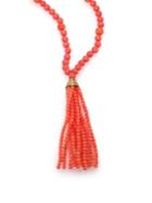 Kenneth Jay Lane Coral Beaded Tassel Necklace