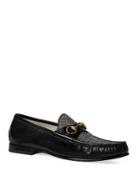 Gucci Roos Herringbone Leather Loafers