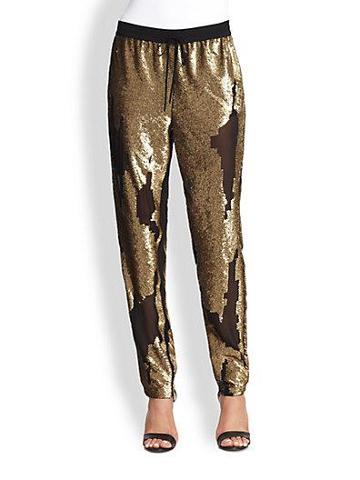 Robert Rodriguez Semi-sheer Silk Sequin Track Pants