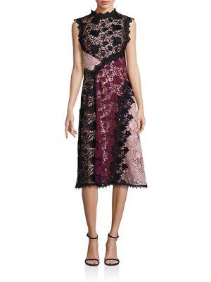 Nanette Lepore Colorblock Lace Midi Dress