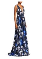 Theia Ultraviolet Floral A-line Gown