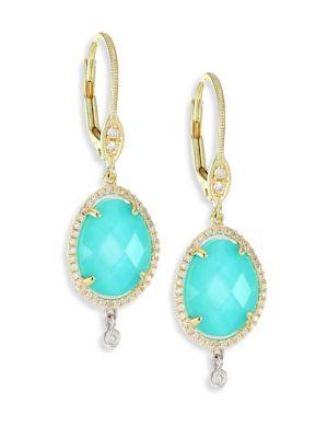 Meira T Diamond, Turquoise Doublet & 14k Yellow Gold Drop Earrings