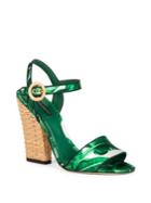 Dolce & Gabbana Banana Leaf Raffia Heel Sandals