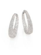 Roberto Coin Scalare Diamond & 18k White Gold Inside-outside Hoop Earrings/1.15