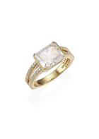 Adriana Orsini 18k Goldplated Silver & Radiant-cut Cubic Zirconia Pave Ring