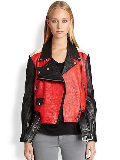 Acne Studios Merci Colorblock Leather Biker Jacket