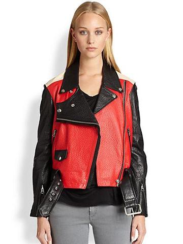 Acne Studios Merci Colorblock Leather Biker Jacket