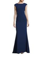 Aidan Mattox Lace Inset Crepe Gown