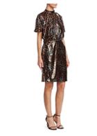 Msgm Leopard Shimmer Mockneck Dress