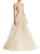 Oscar De La Renta Sequin Embellished Gown
