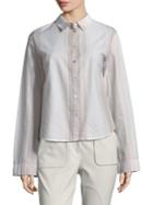 Becken Striped Flared Cotton Button Down-shirt