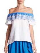 Peter Pilotto Embroidered Cotton Off-the-shoulder Top